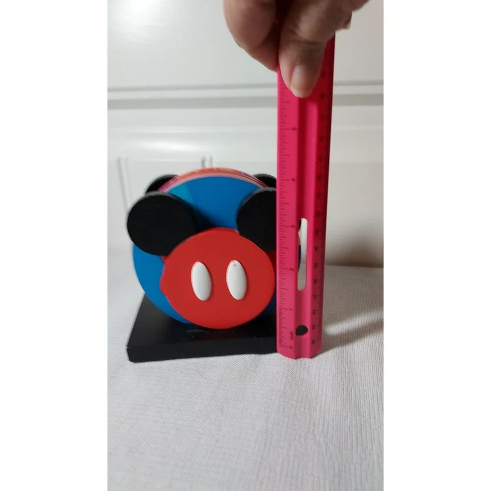 Disney Mickey Mouse Wooden Coaster Set with Holder Red Blue 4pc One‎ Size